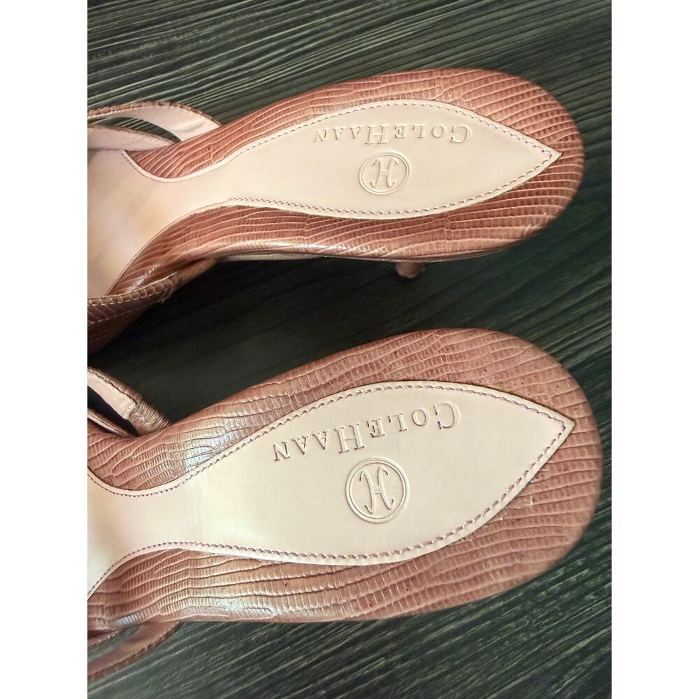 Cole Haan Pink Suede & Faux Lizard Embossed Pointed Toe Mule Heels Sz. 7 - Picture 4 of 7